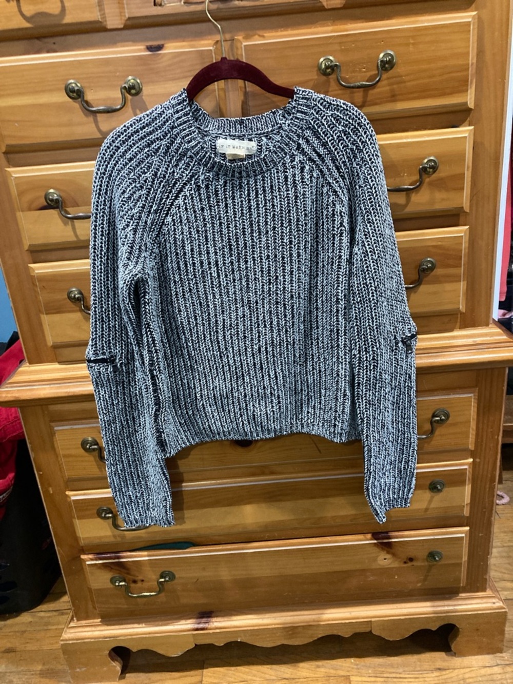 Women’s Black & White Marled Knit Sweater by If It Were Me.